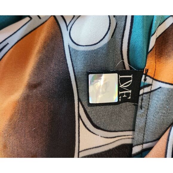 Diane Von Furstenberg Whitman Tie Neck Geometric Blouse Size 0 - Picture 8 of 8